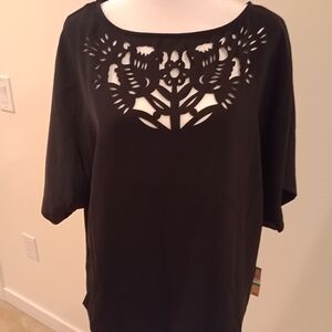 RACHEL Rachel Roy Black Blouse with Cutout Detail